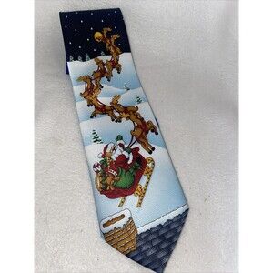 New Santa Clause Christmas Holiday Mens Necktie Classic Blue Polka Dot